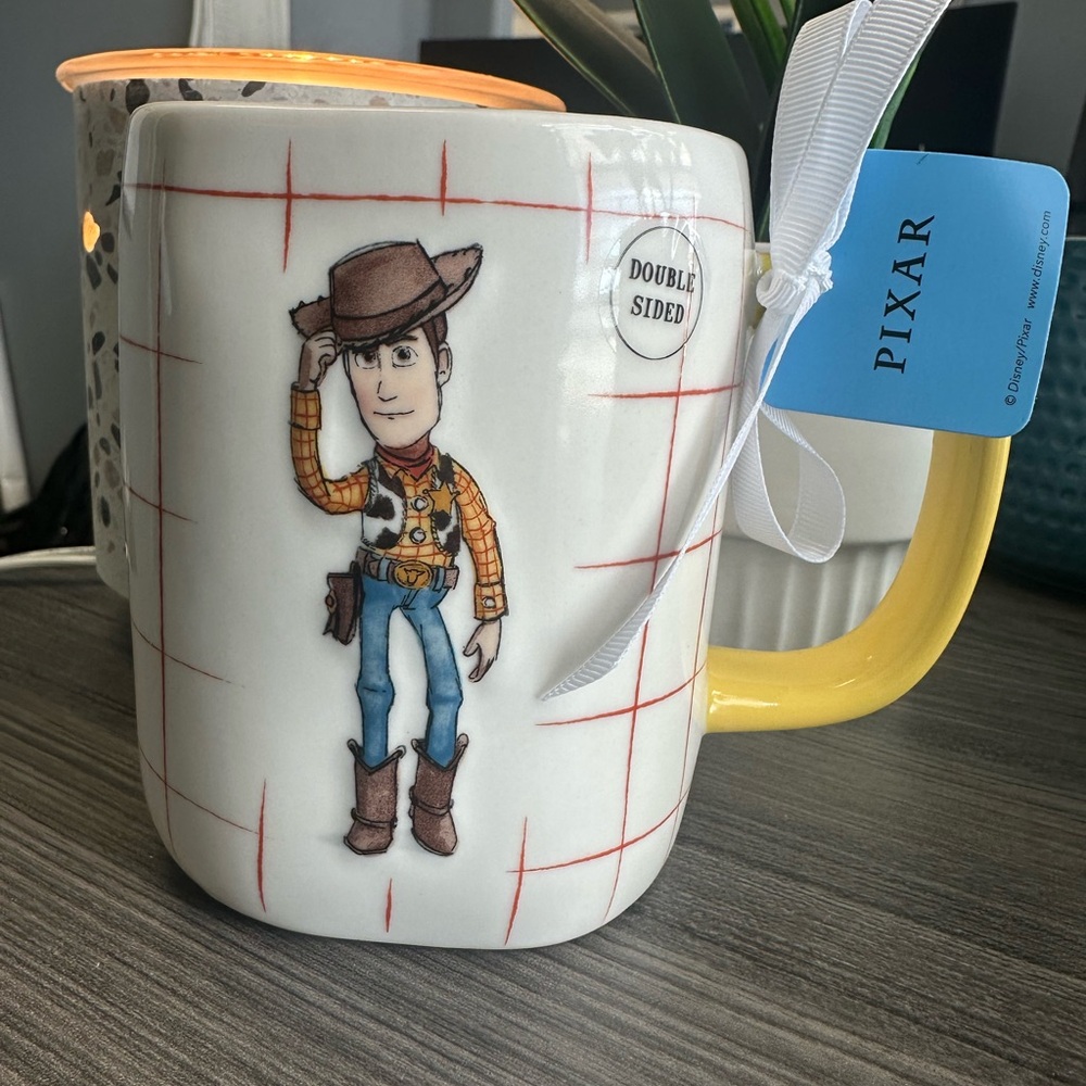 Rae Dunn Toy Story Pixar Woody Mug Double Sided "HOWDY" With UNIQUE print NEW